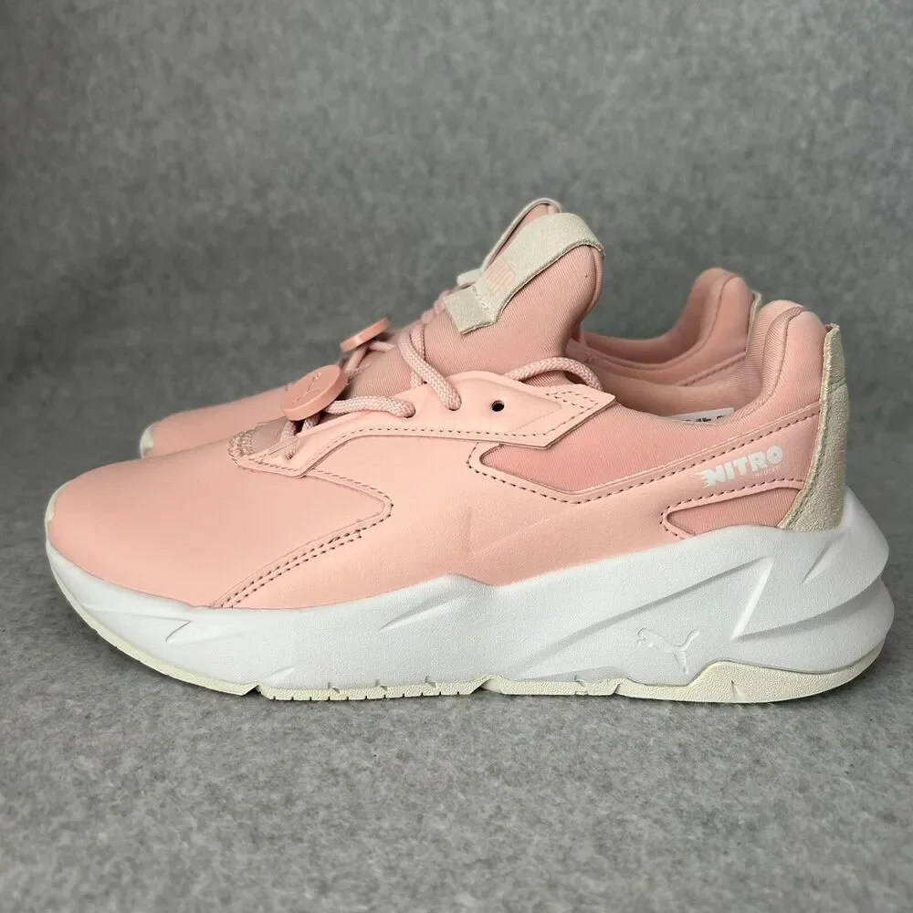 Puma Sneakers Fier Nitro Lthr Lace Up Pink Casual Shoes Women Size 7